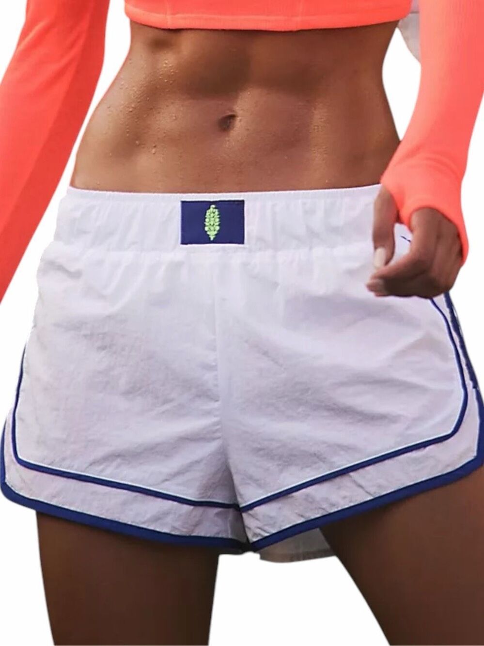 FREE PEOPLE FP MOVEMENT Varsity Blues Running Shorts White Blue XL